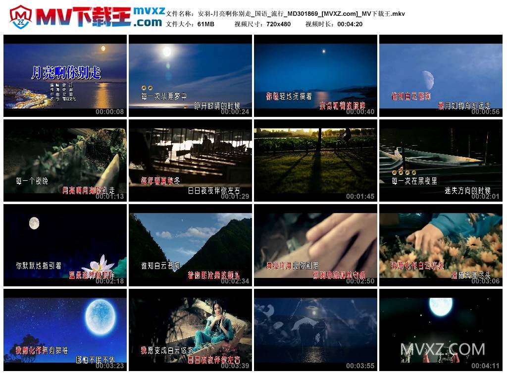 安羽-月亮啊你别走_国语_流行_MD301869